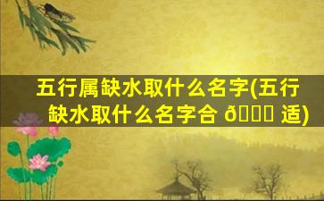 五行属缺水取什么名字(五行缺水取什么名字合 🐅 适)